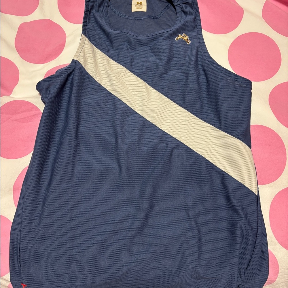 Tracksmith Blue and White Athletic Tank Top